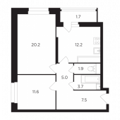 2-комнатная квартира 63,8 м²