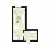 1-комнатная квартира 32,6 м²