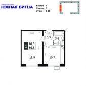 1-комнатная квартира 36,3 м²