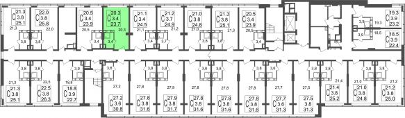 1-комнатная квартира 23,7 м²