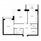 2-комнатная квартира 70,98 м²