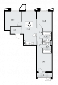 3-комнатная квартира 74,7 м²