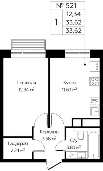 1 комната до 33.62