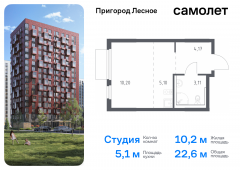 1-комнатная квартира 22,58 м²