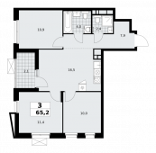 3-комнатная квартира 65,2 м²