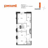 3-комнатная квартира 67,9 м²