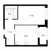 1-комнатная квартира 47 м²