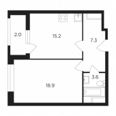 1-комнатная квартира 47 м²