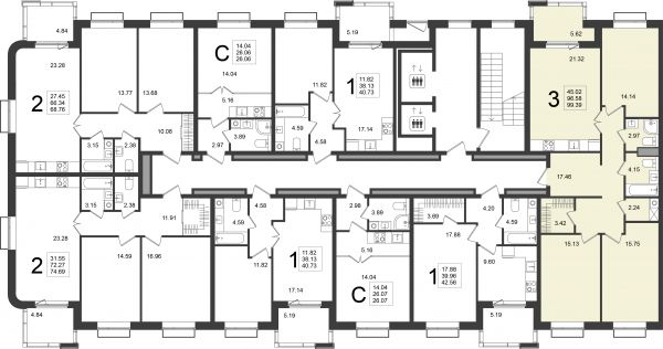 3 комнаты до 99.39