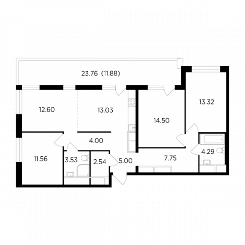 Многокомнатная, 104 м²