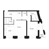 2-комнатная квартира 59,68 м²