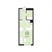 1-комнатная квартира 25,4 м²