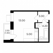 1-комнатная квартира 26,5 м²