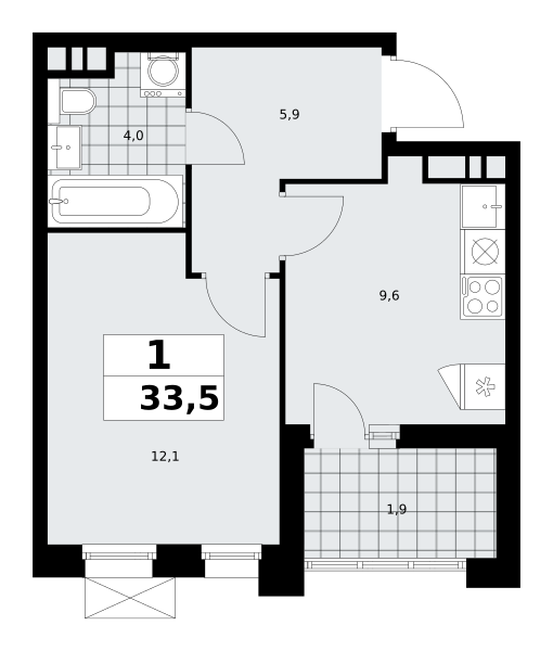 1 комната до 33.5