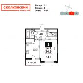 1-комнатная квартира 34,9 м²