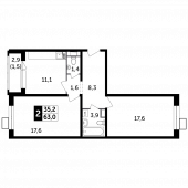 2-комнатная квартира 63 м²