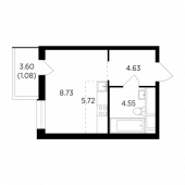 1-комнатная квартира 24,71 м²