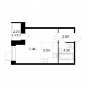 1-комнатная квартира 24,5 м²