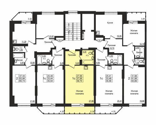Студия, 36.6 м²