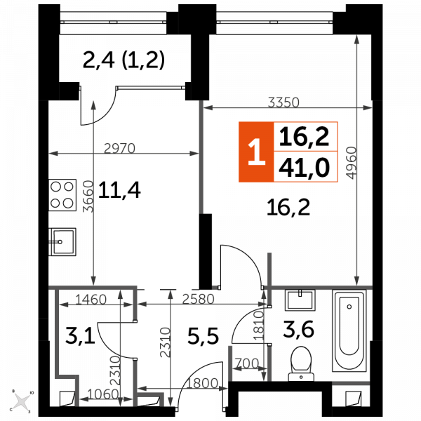 1 комната до 41