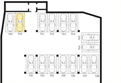 Машиноместа, 14.3 м²