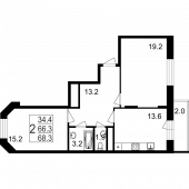 2-комнатная квартира 68,3 м²