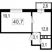 2-комнатная квартира 38,1 м²
