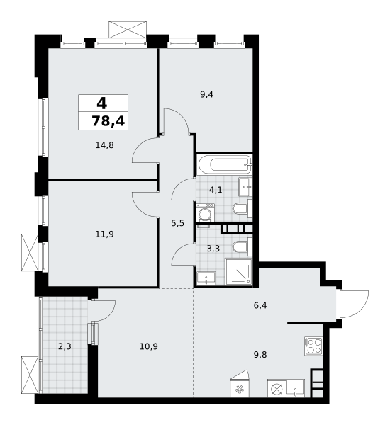 4 комнаты до 78.4