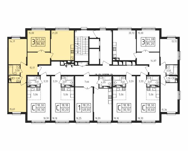 3 комнаты до 86.8
