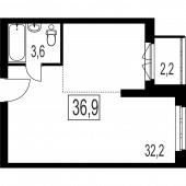 1-комнатная квартира 36,9 м²