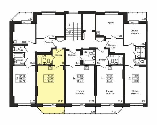 Студия, 33.4 м²