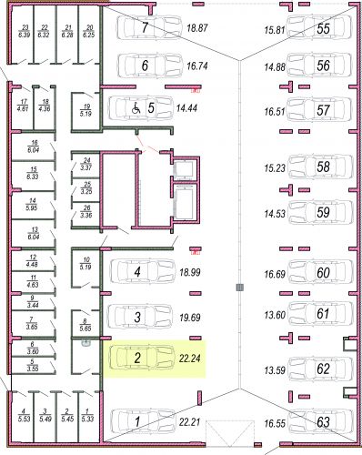 Машиноместа, 22.2 м²