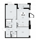 3-комнатная квартира 65,6 м²