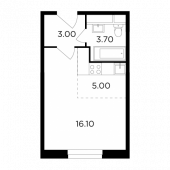 1-комнатная квартира 27,8 м²