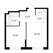2-комнатная квартира 43,8 м²