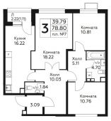 3-комнатная квартира 78,8 м²