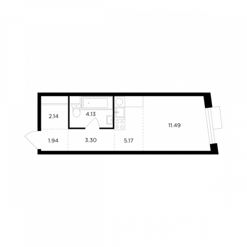Студия, 28.17 м²