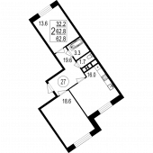 2-комнатная квартира 62,8 м²