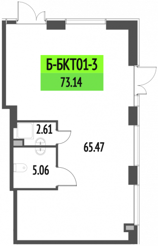 Студия, 73.14 м²