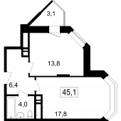 2-комнатная квартира 42 м²