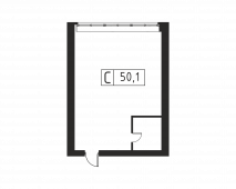 1-комнатная квартира 50,5 м²