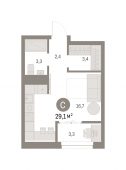 1-комнатная квартира 29,11 м²