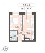 1-комнатная квартира 37,4 м²