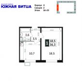 1-комнатная квартира 36,3 м²