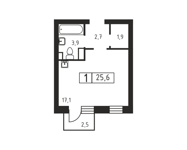 1 комната до 25.6
