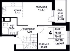 4-комнатная квартира 79,47 м²