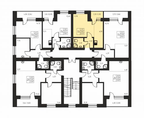 1-комнатная, квартира, 23.6 м²