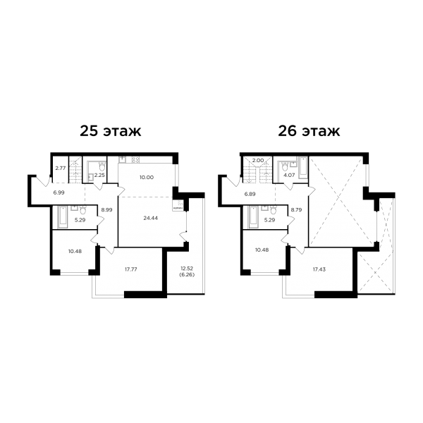 5-комнатная квартира №352, 150,2 м² за 94,02 млн руб. в ЖК «RiverSky» - планировка