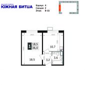 1-комнатная квартира 36 м²