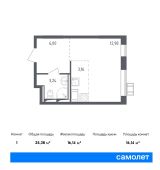 1-комнатная квартира 25,38 м²
